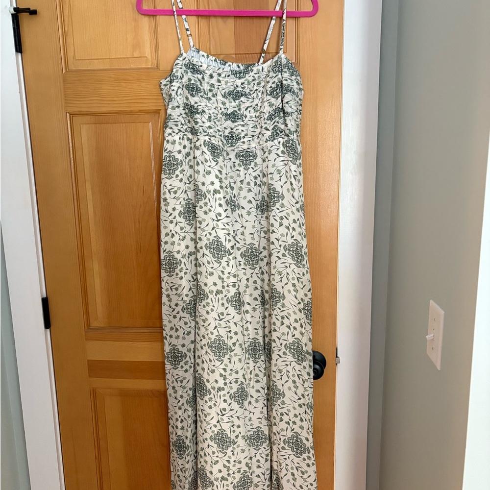 Floral Green and White Maxi Dress